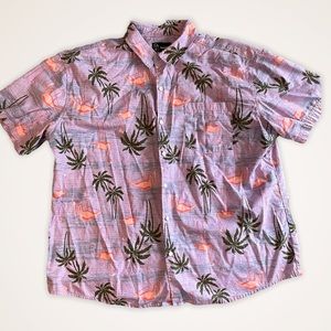 Original Use Men’s Flamingo and Palm Tree Short Sleeve Button-up Size XXL